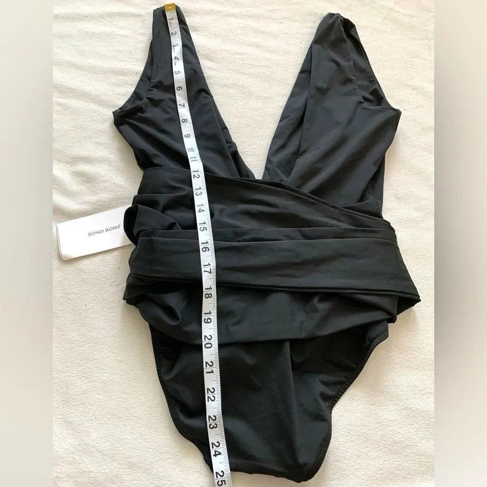 Bondi Born Addison Deep Plunge One-piece Swimsuit Size US 6 Black Bathing Suit